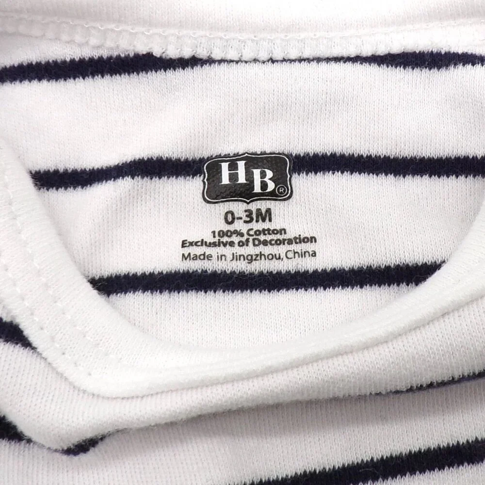 HB Striped Bodysuits Baby Boy Clothes 0-3 Months Lot of 2 Blue White Long Sleeve
